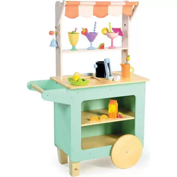 עגלת דוכן מעץ למכירת משקאות עם 27 אביזרים משחק