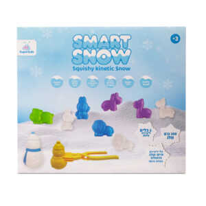 Smart Snow – בצק שלג סנסורי – אריזת 300 גרם + 6 כלים ליצירת חיות + מלחציים לבניית איש שלג